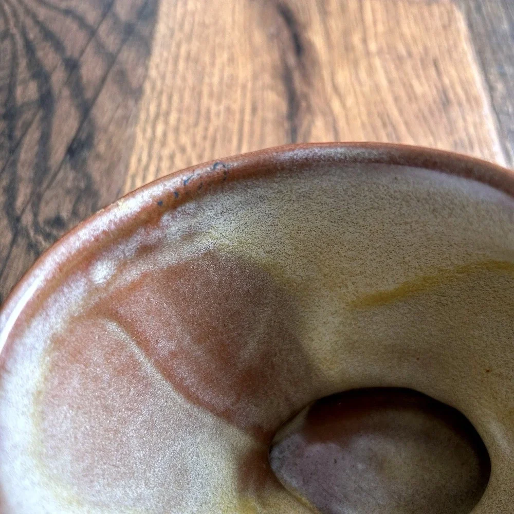 Frankoma Pottery 575 Footed Vase Brown Tan Green Glaze Vintage Decor